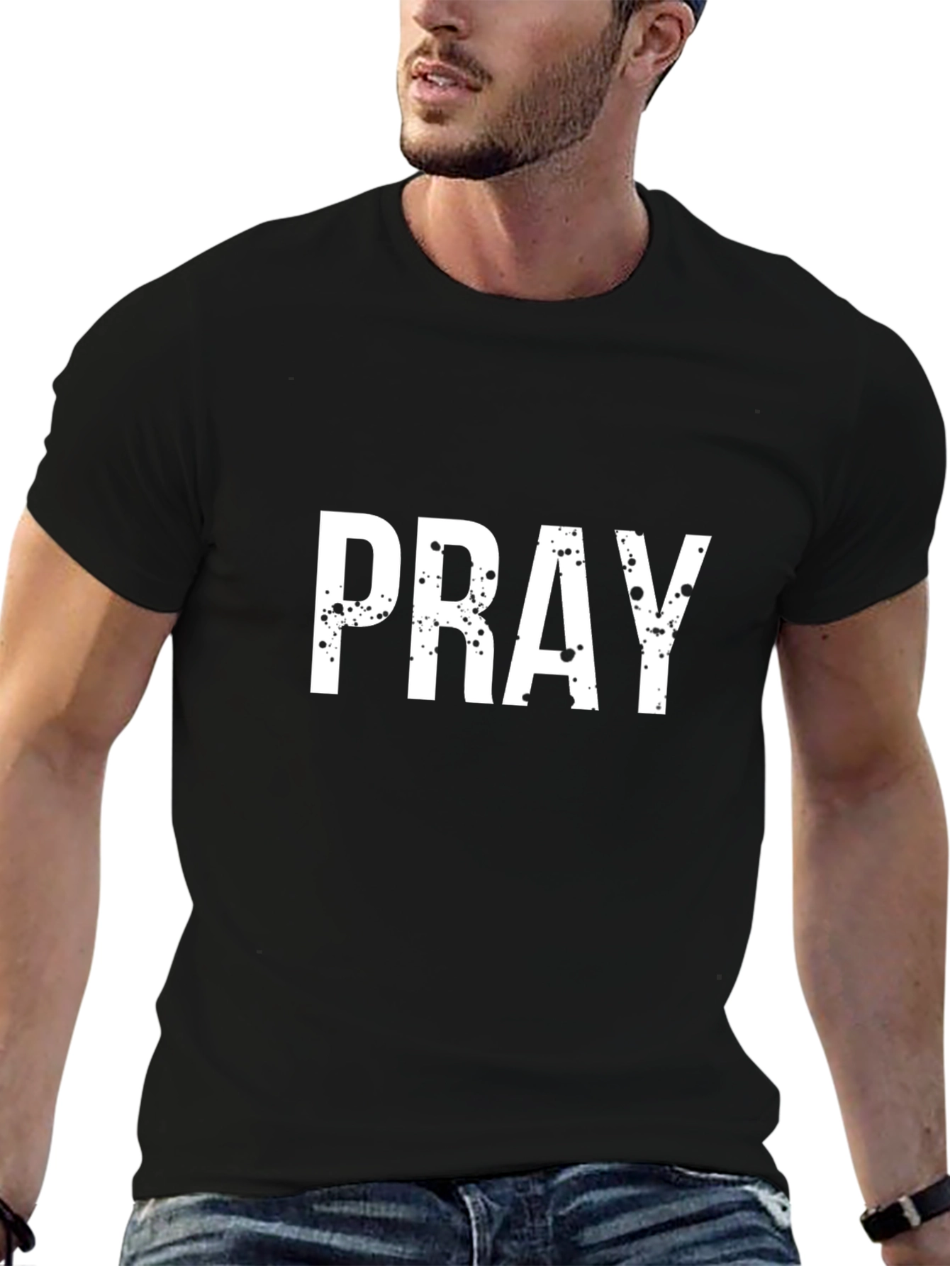 Mens Pray Graphic Black T-Shirt