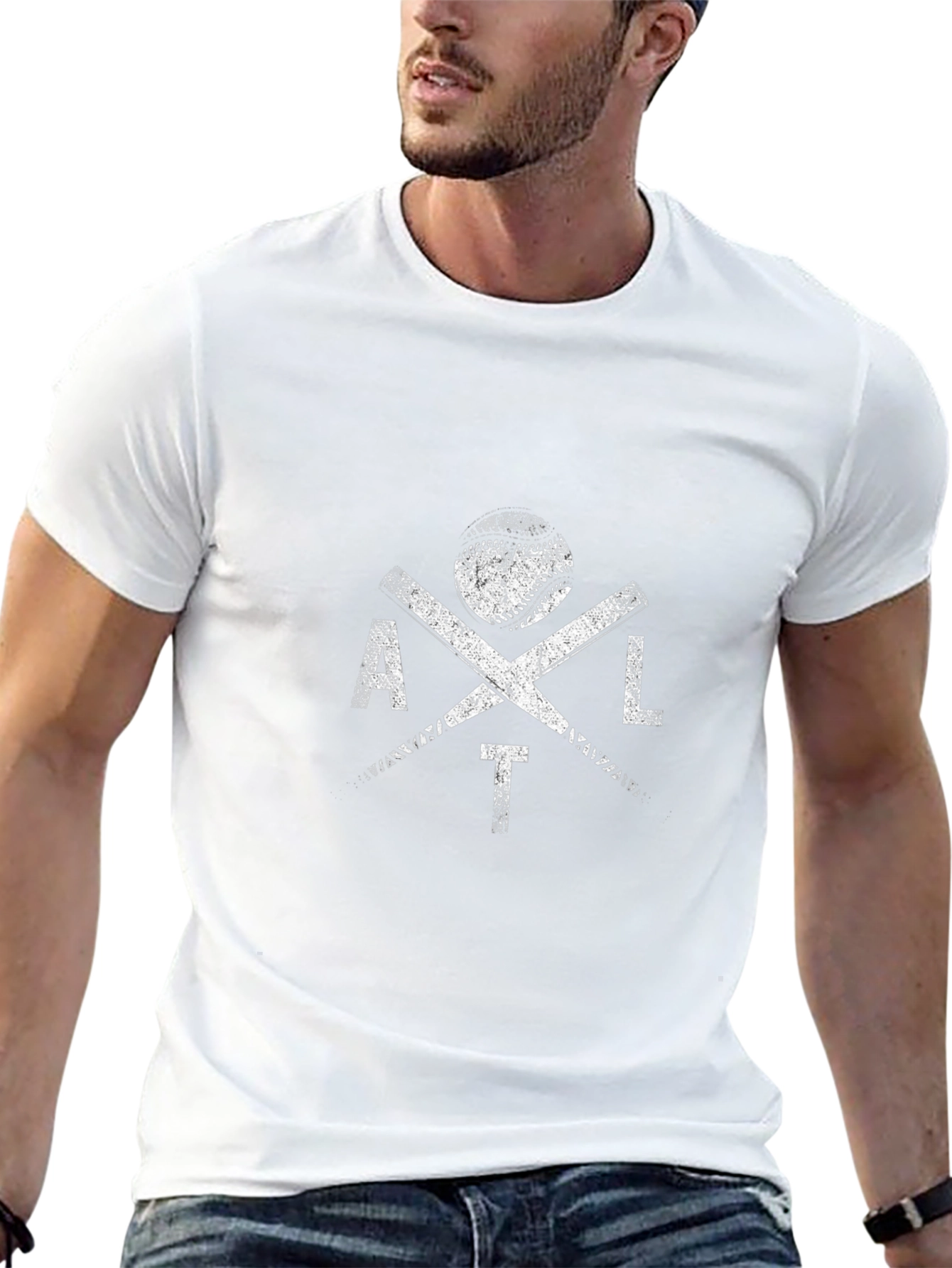 Distressed ATL Baseball Graphic T-Shirt