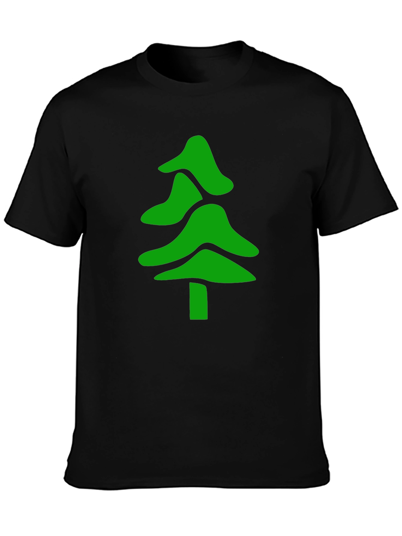 Green Tree Graphic Black T-Shirt