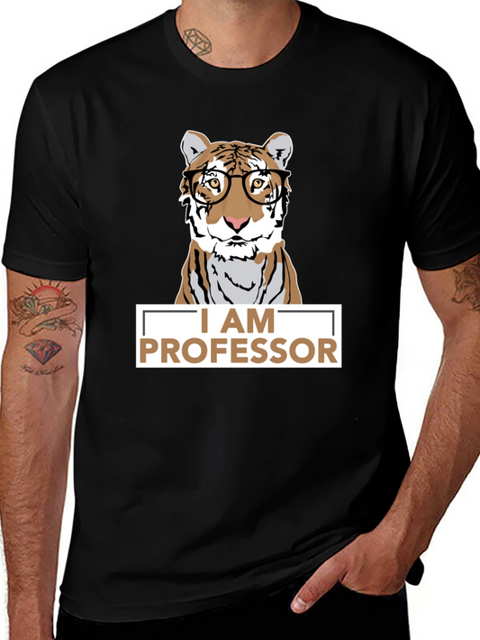 I Am Professor Tiger Graphic Tee - Black T-Shirt