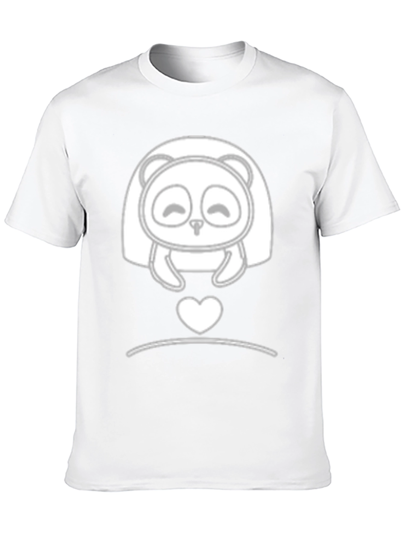 Cute Panda Heart Graphic Black T-Shirt