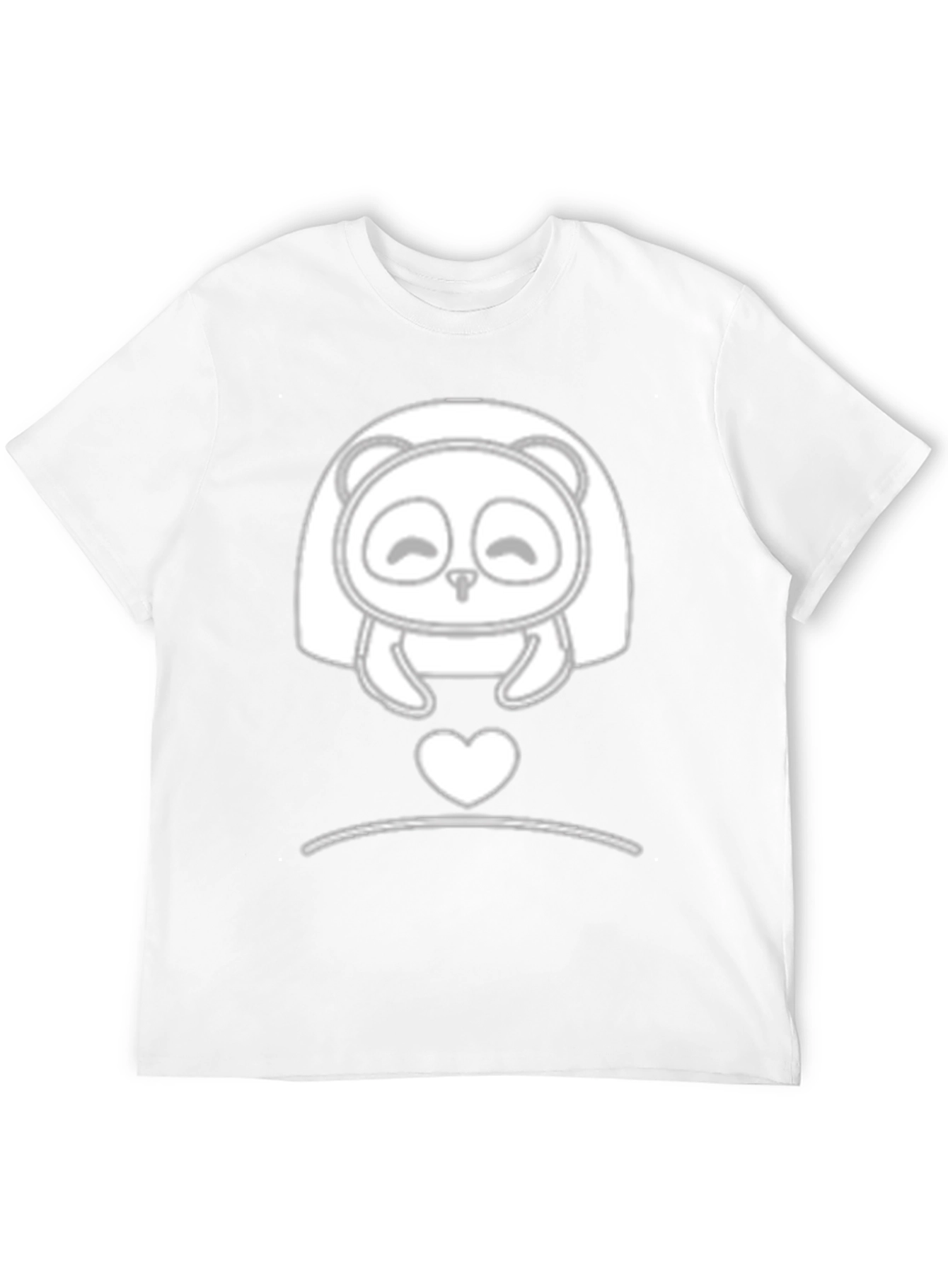 Cute Panda Heart Graphic Black T-Shirt