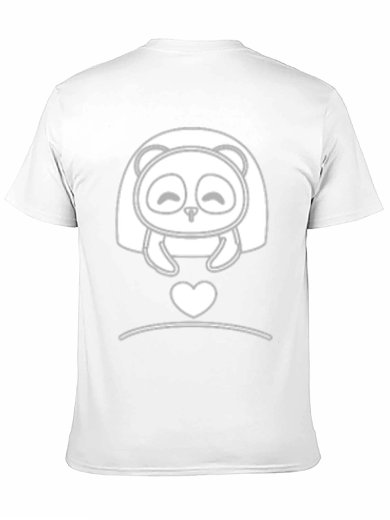 Cute Panda Heart Graphic Black T-Shirt