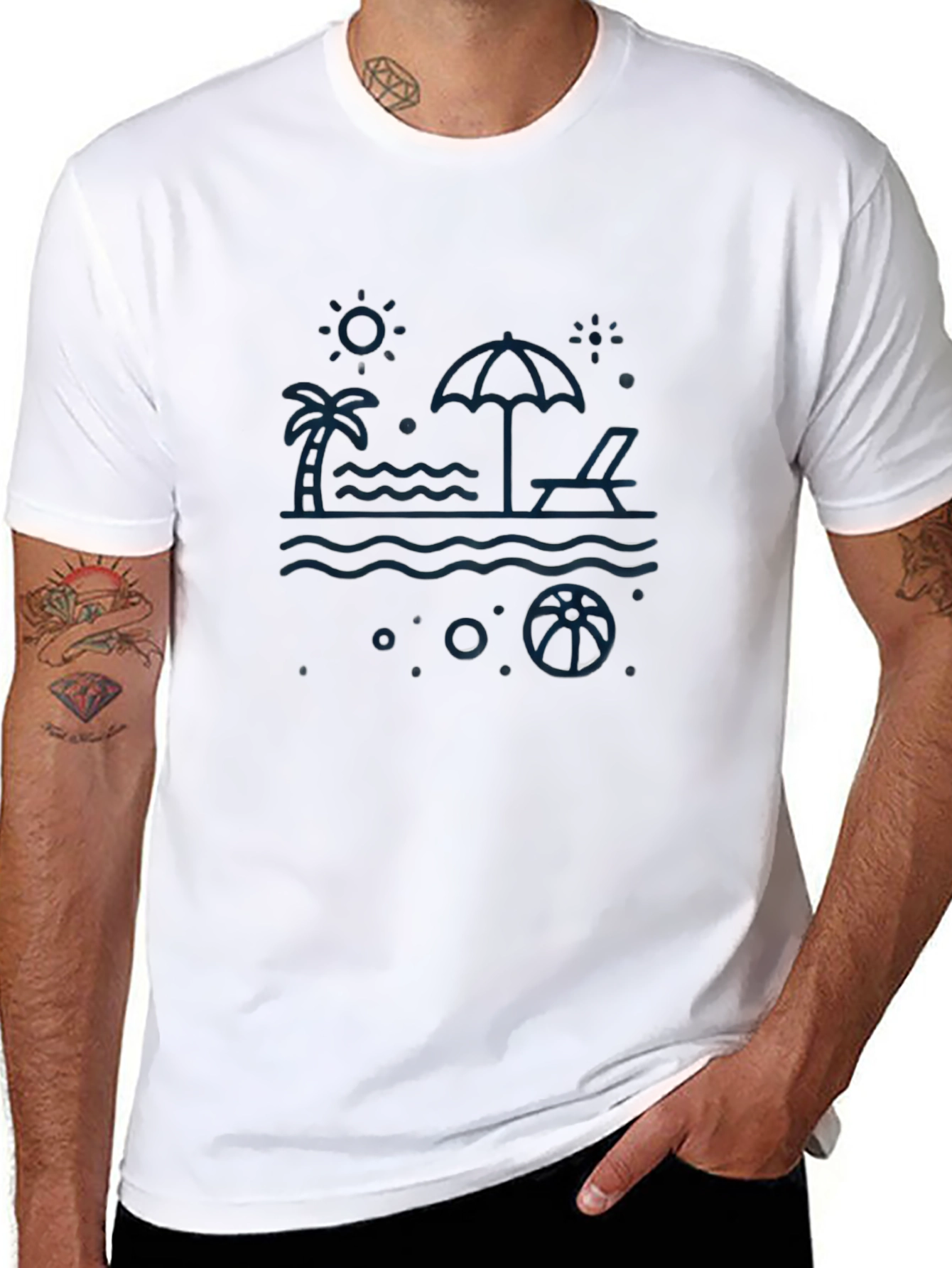 Mens Black Beach Graphic Tee