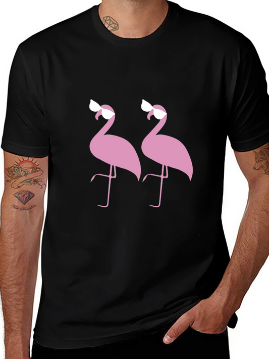 Flamingo Sunglasses Graphic Black T-Shirt