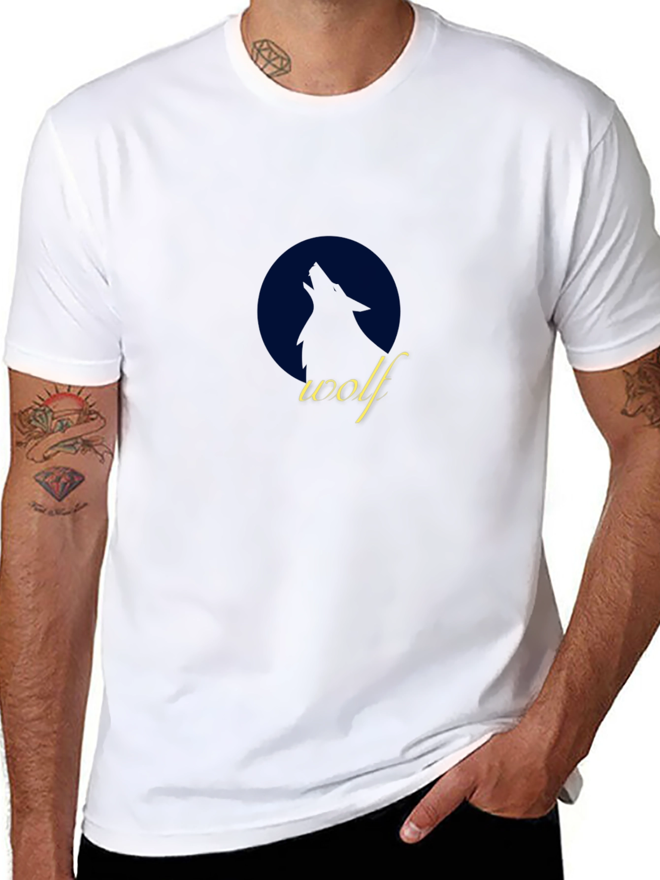 Wolf Silhouette Graphic Tee - Black Cotton T-Shirt