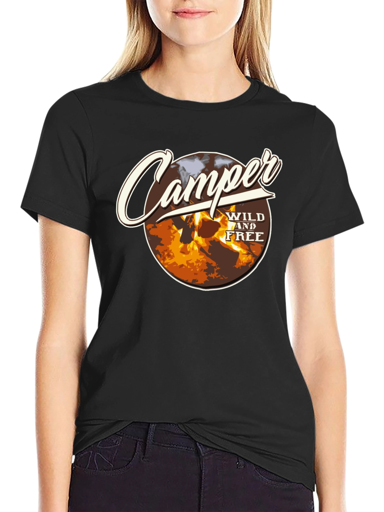 Camper Wild and Free Graphic Tee - Black