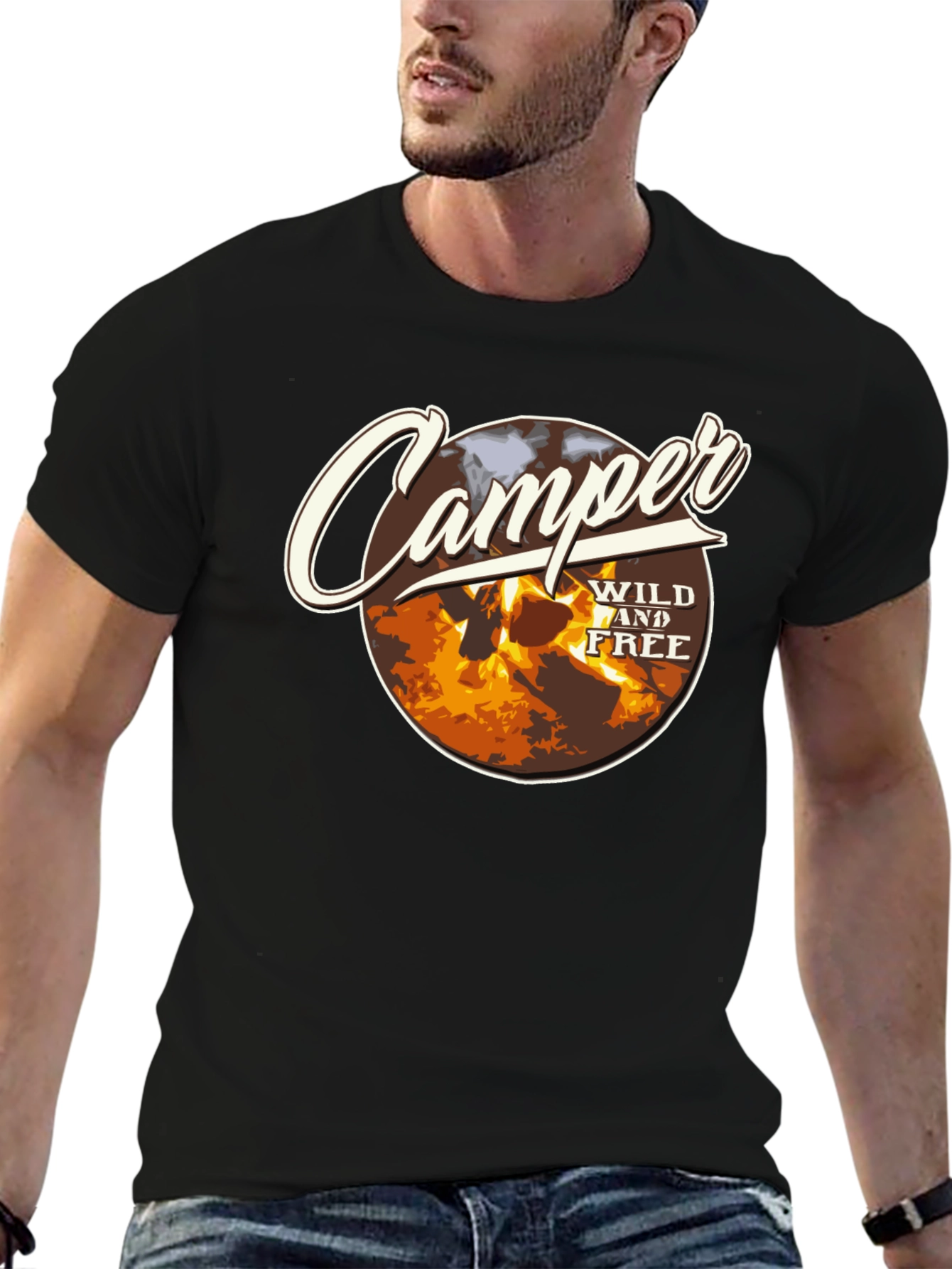 Camper Wild and Free Graphic Tee - Black