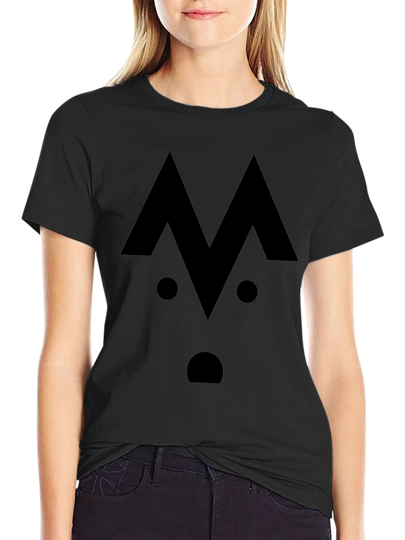 Geometric Face Black Graphic T-Shirt