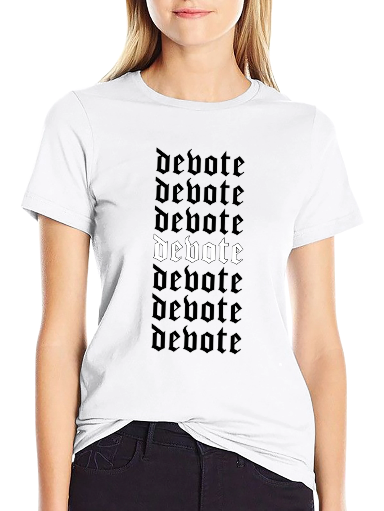 Debote Gothic Text Print Black T-Shirt