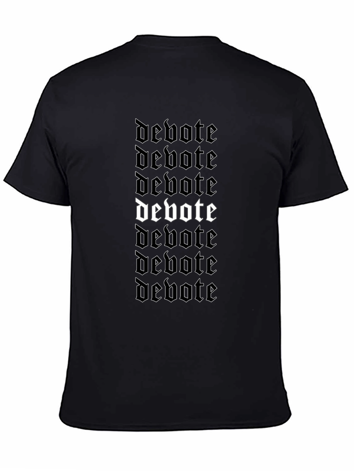 Debote Gothic Text Print Black T-Shirt