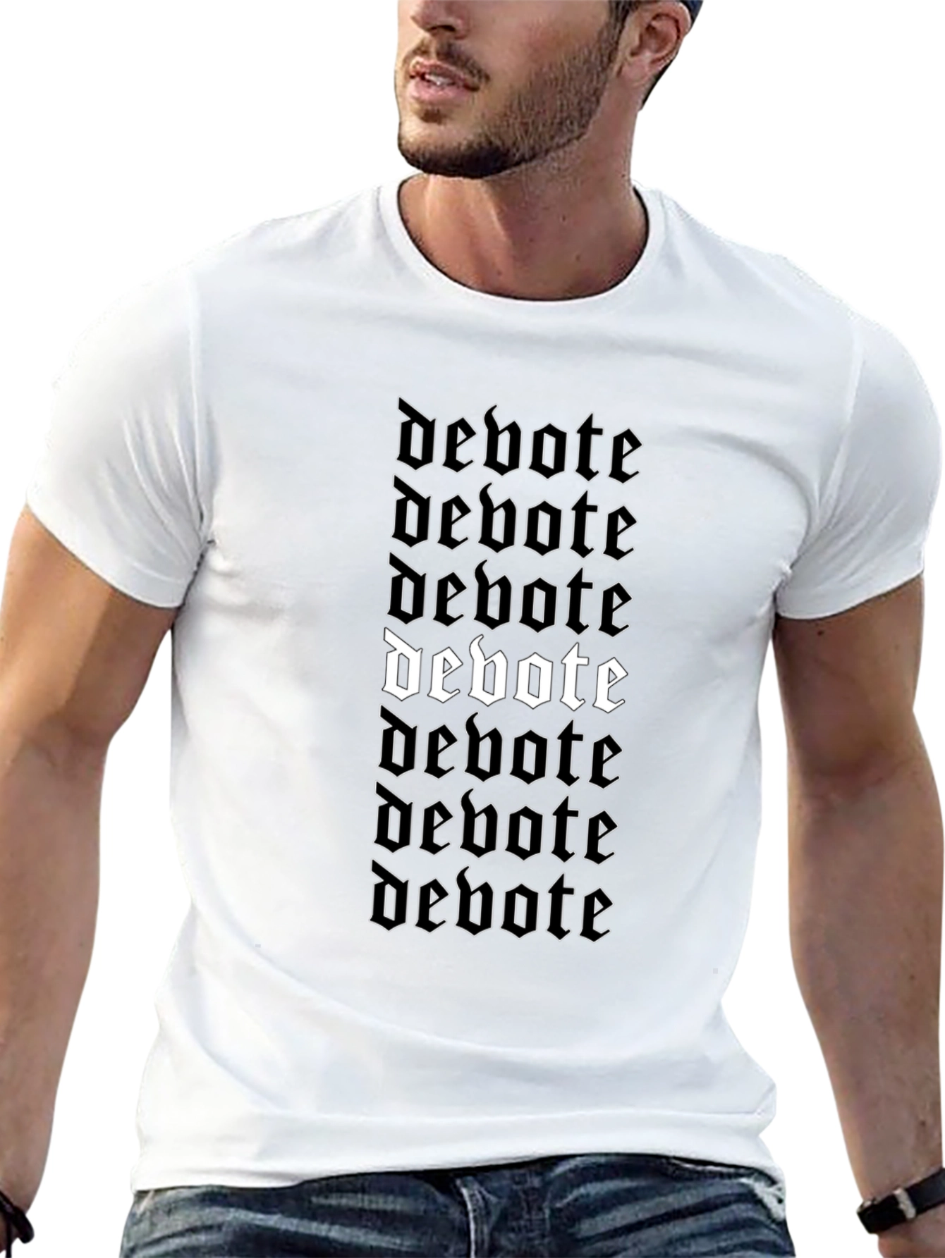 Debote Gothic Text Print Black T-Shirt