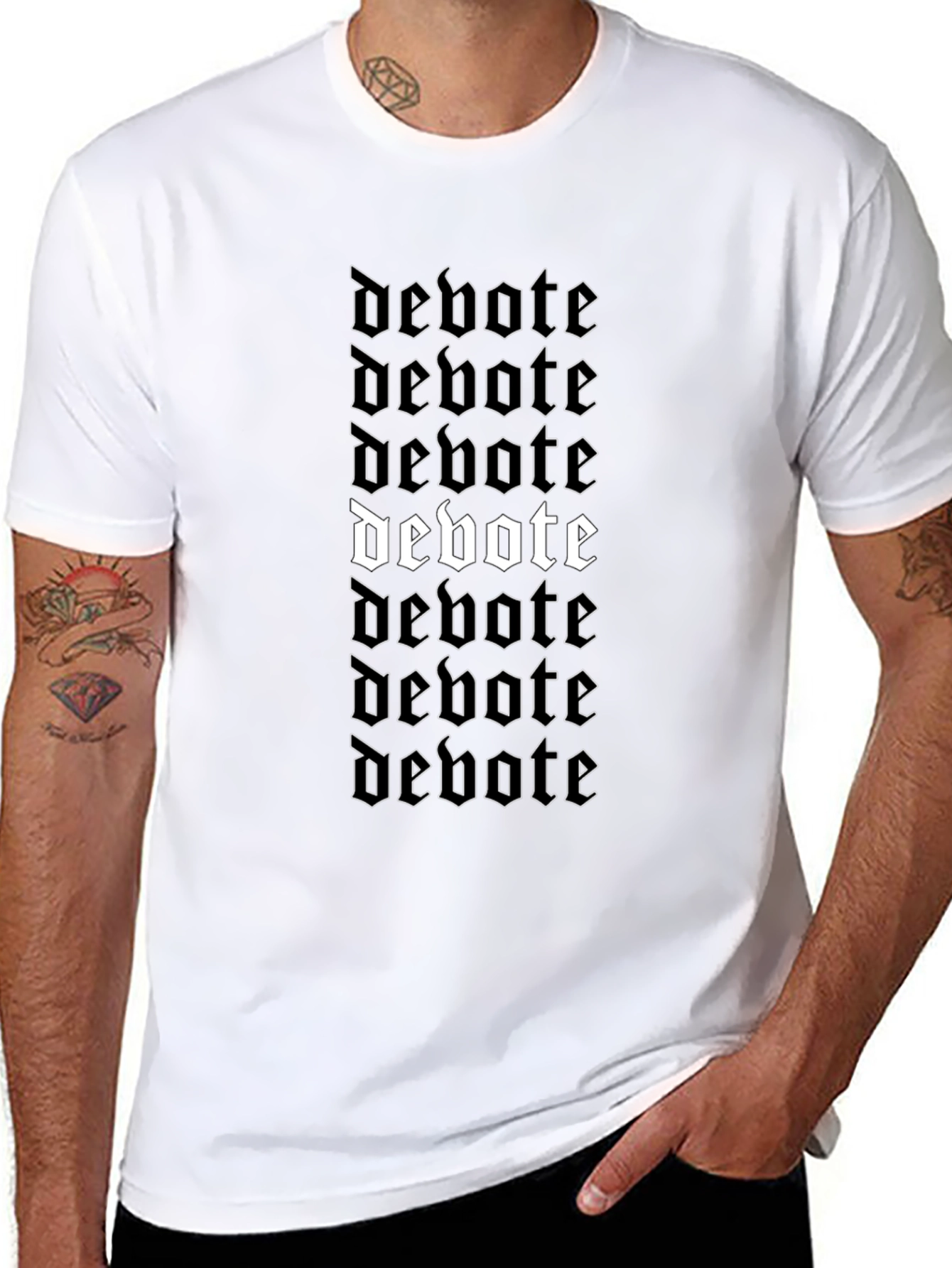 Debote Gothic Text Print Black T-Shirt