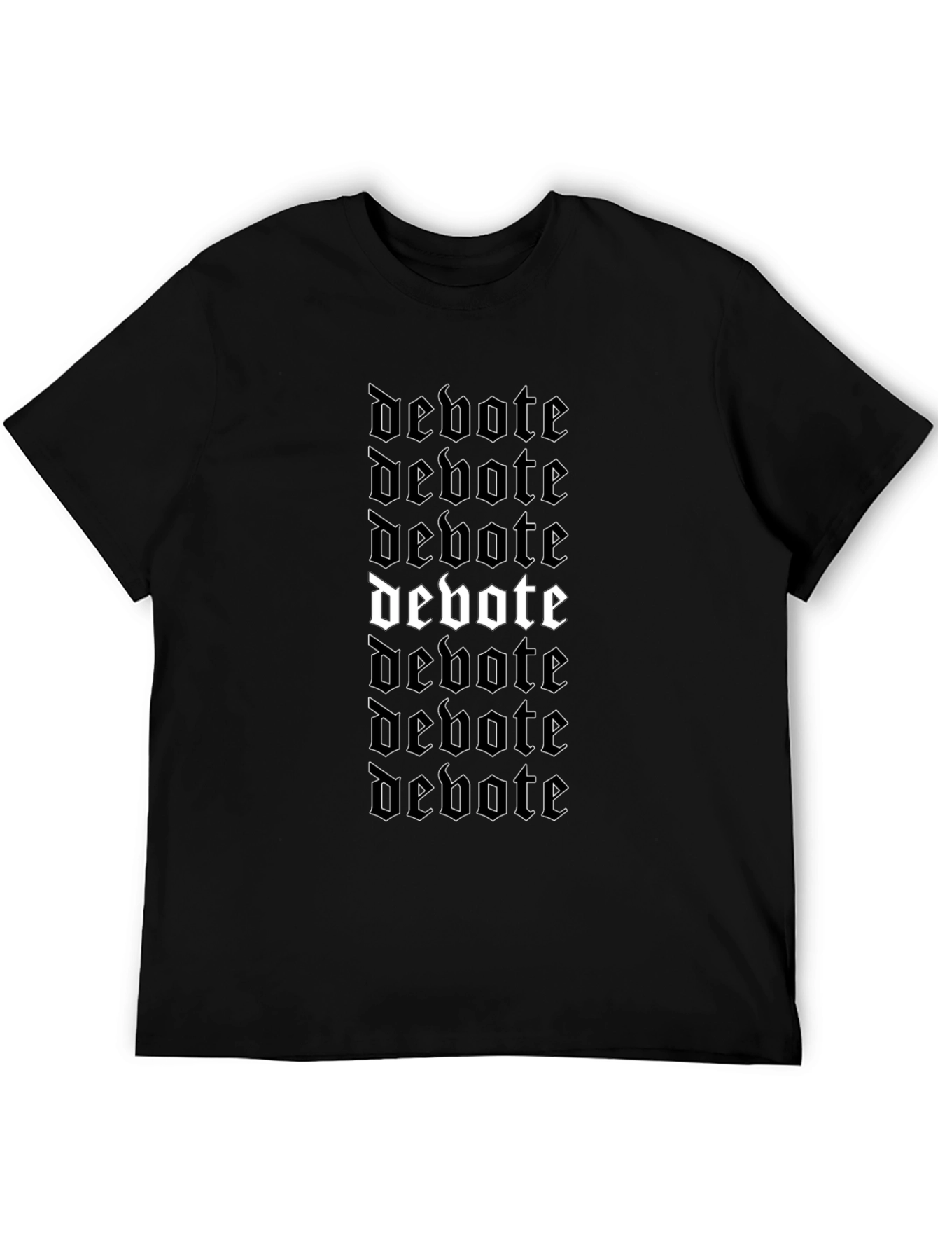 Debote Gothic Text Print Black T-Shirt