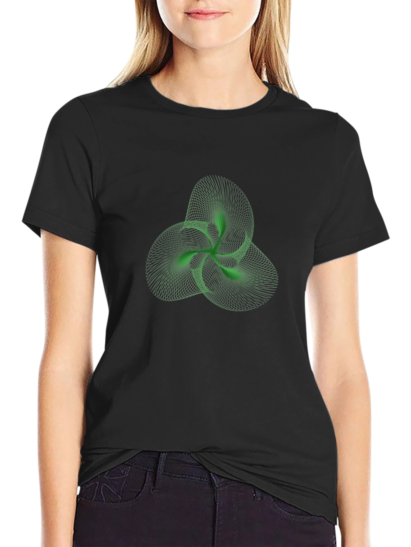 Abstract Green Trefoil Knot Graphic Tee