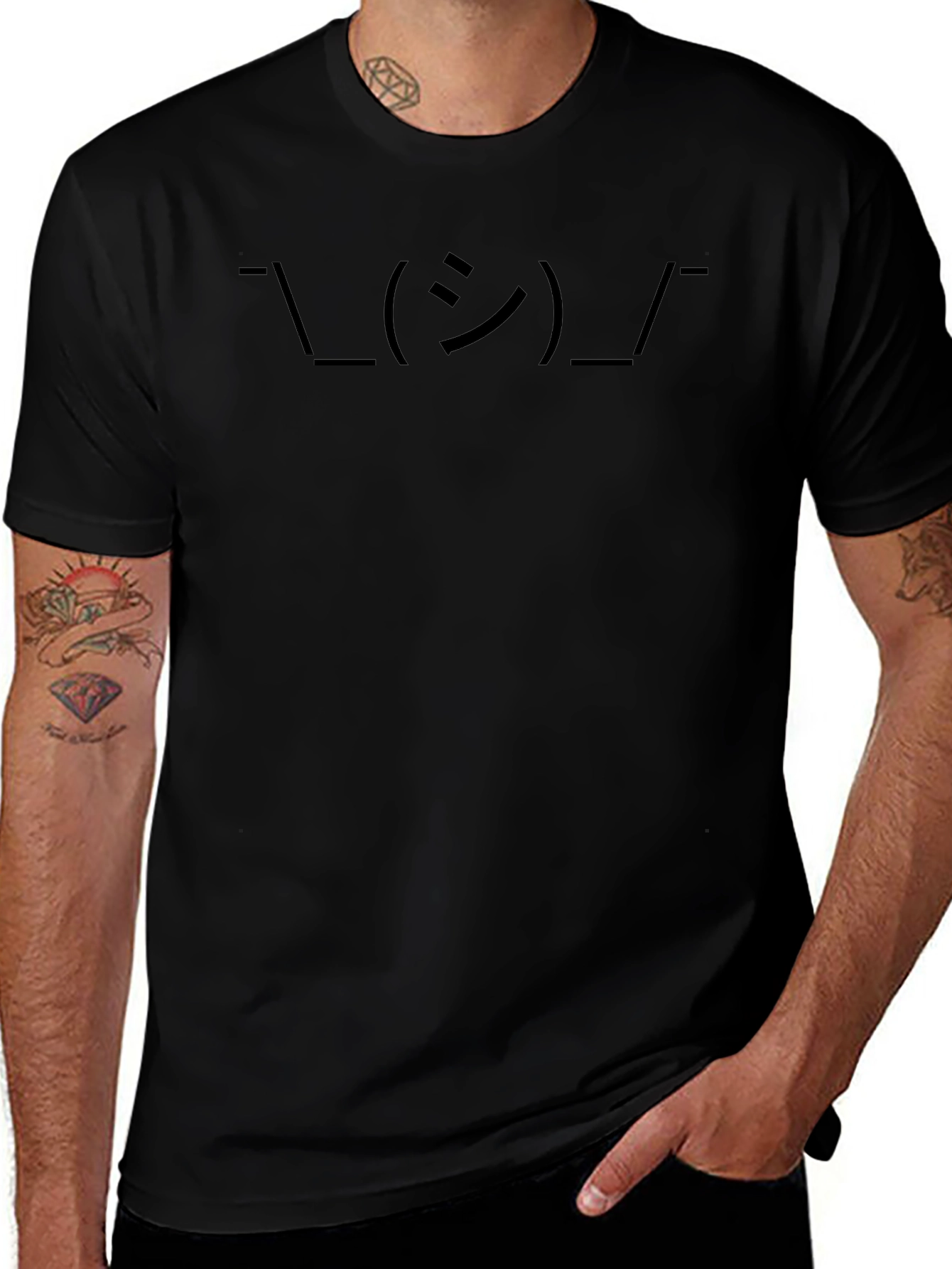 Shrug Emoji T-Shirt - Classic Black Crew Neck Tee