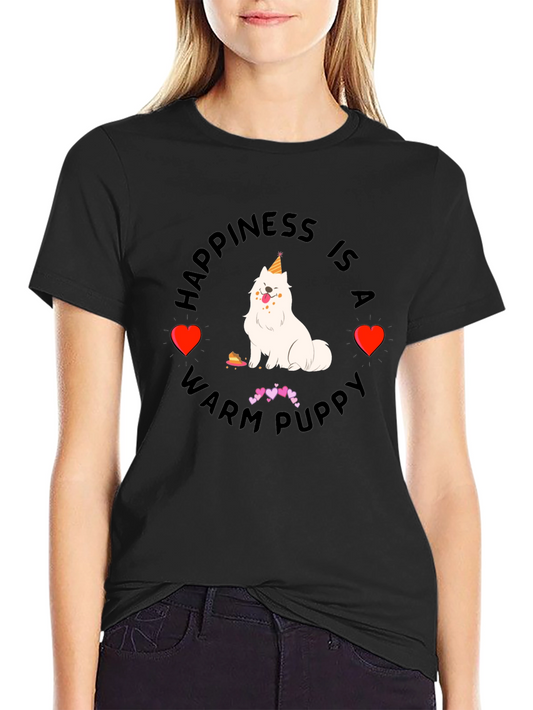 Happiness is a Warm Puppy Black T-Shirt