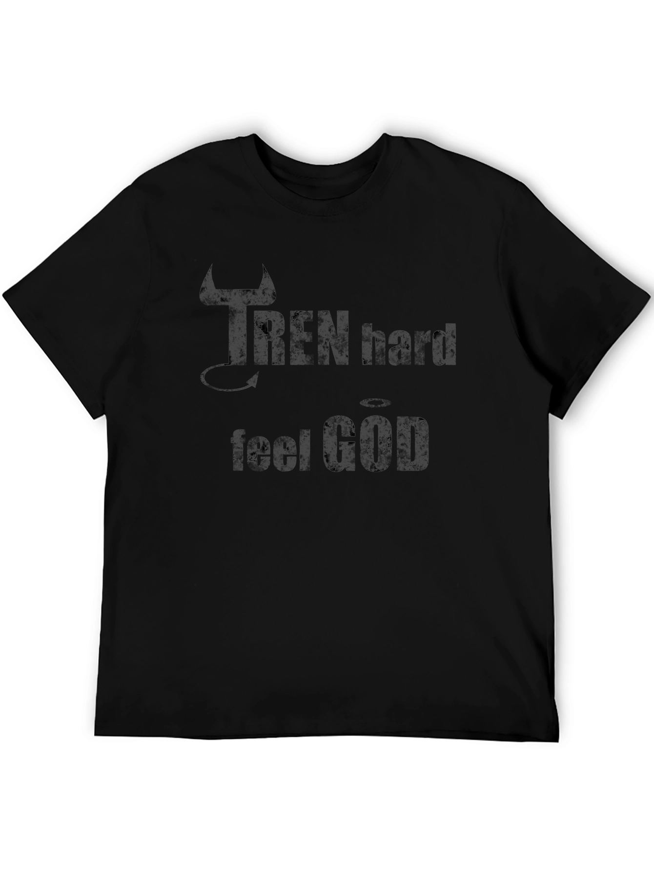 Iron Hard Feel God Mens Black Graphic T-Shirt