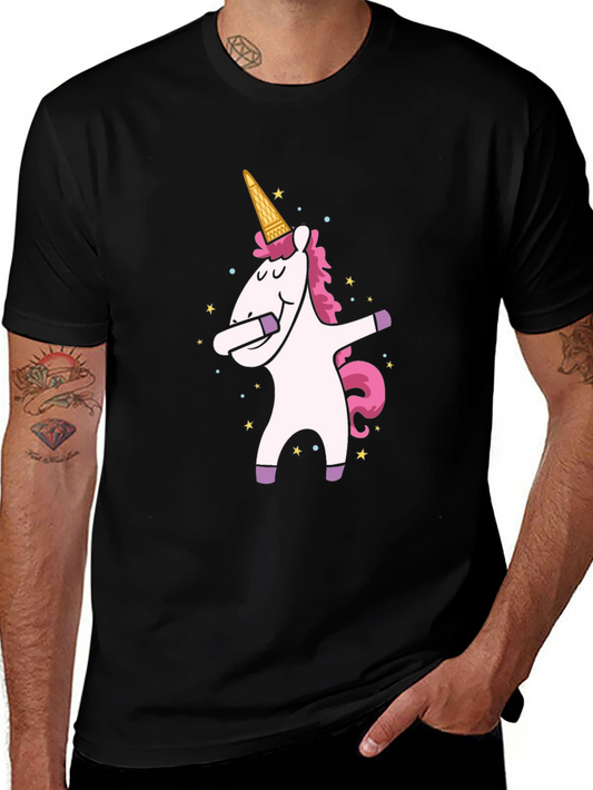 Unicorn Ice Cream Cone Dab Black T-Shirt