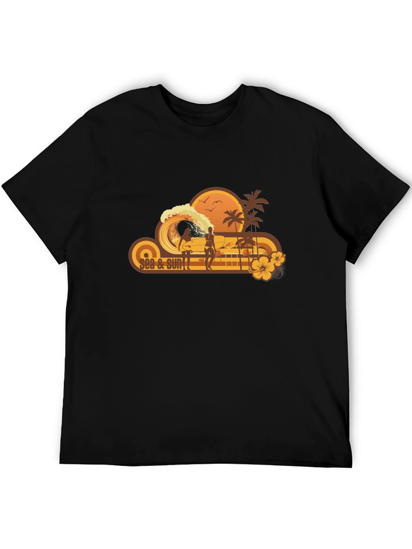 Sea & Sun Graphic Black T-Shirt