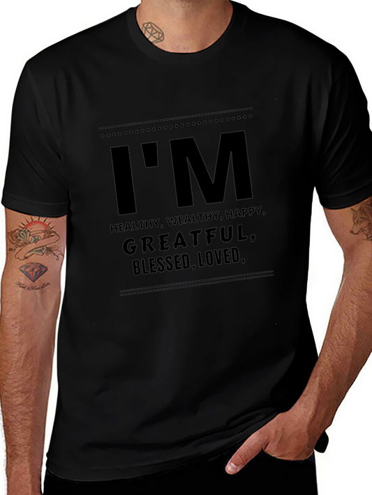 Im Healthy Grateful Blessed Mens Black T-Shirt