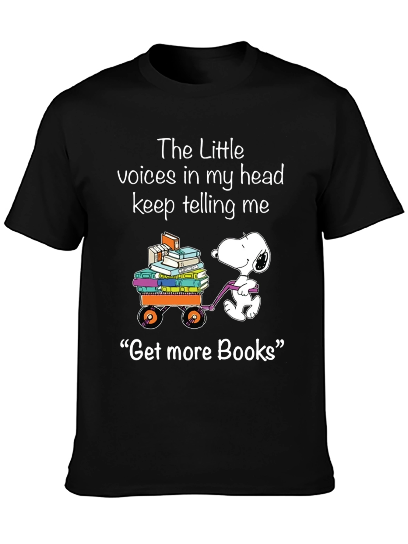 Snoopy Get More Books Black T-Shirt