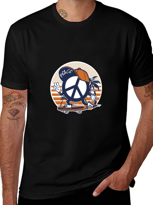 Cool Peace Sign Skateboard Graphic T-Shirt