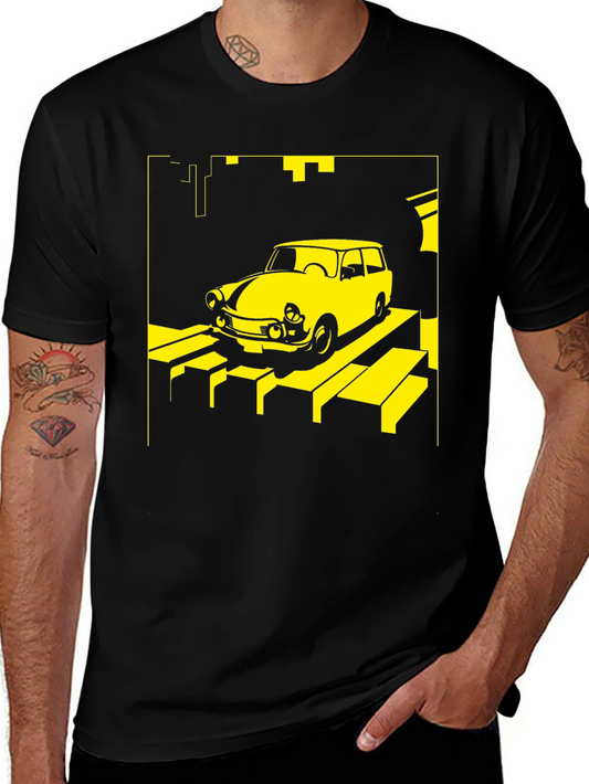 Retro Car T-Shirt - Yellow on Black