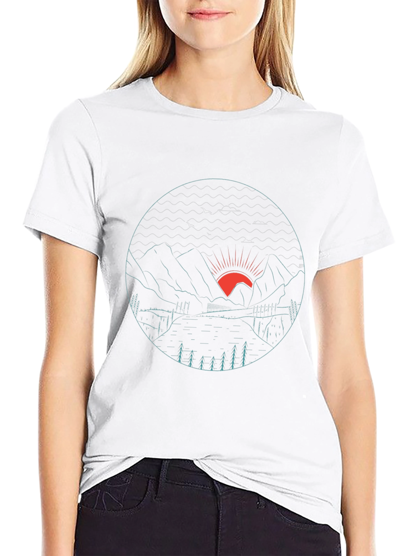 Mens Graphic Tee - Mountain Sunset Design