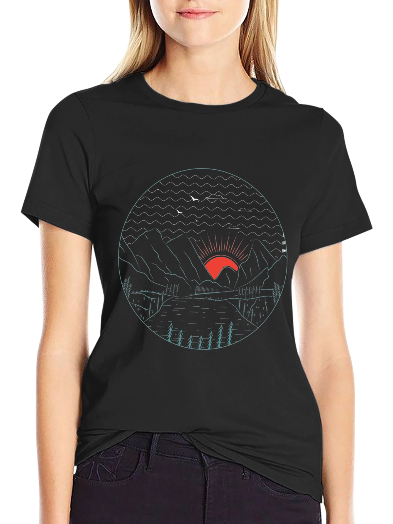 Mens Graphic Tee - Mountain Sunset Design