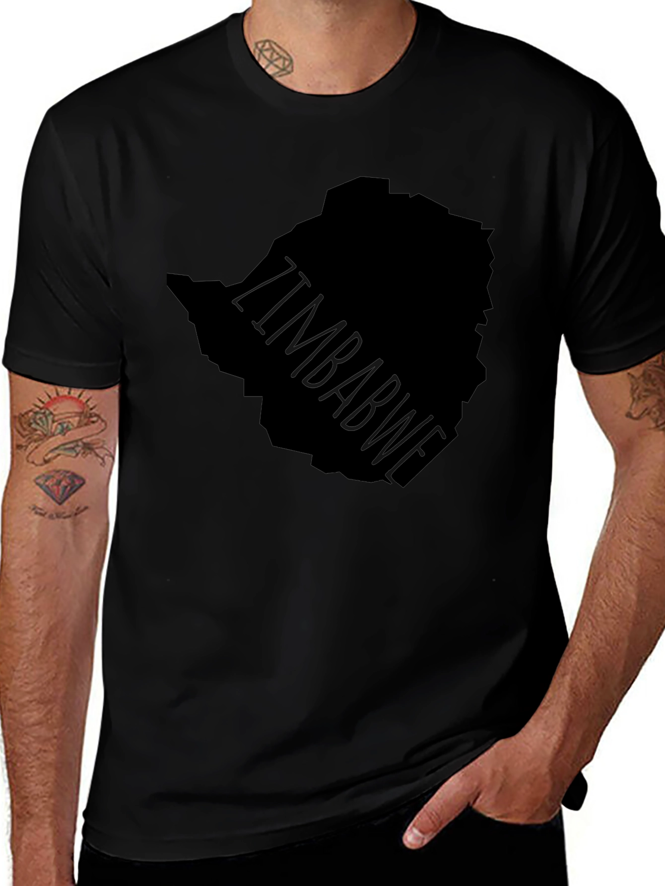 Zimbabwe Map Graphic Tee - Black Print