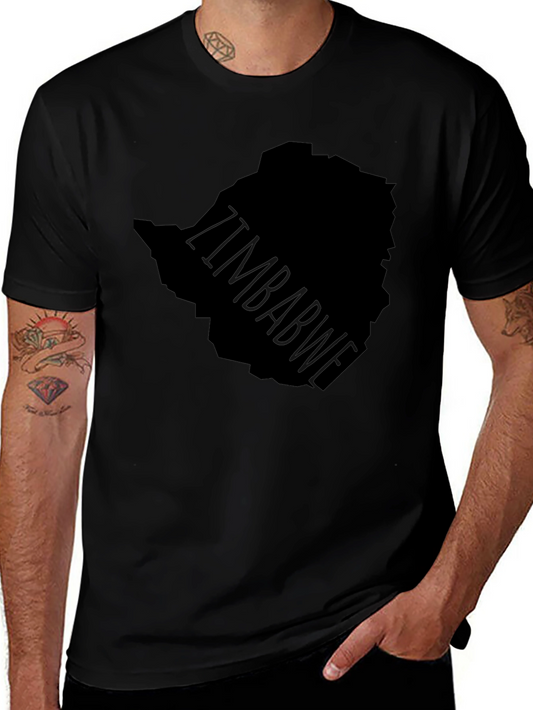 Zimbabwe Map Graphic Tee - Black Print