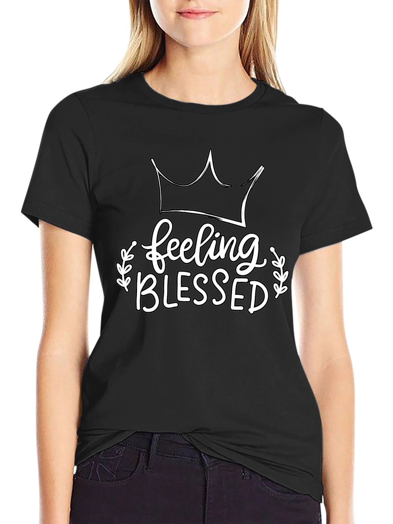 Feeling Blessed Graphic Tee - Black Casual T-Shirt