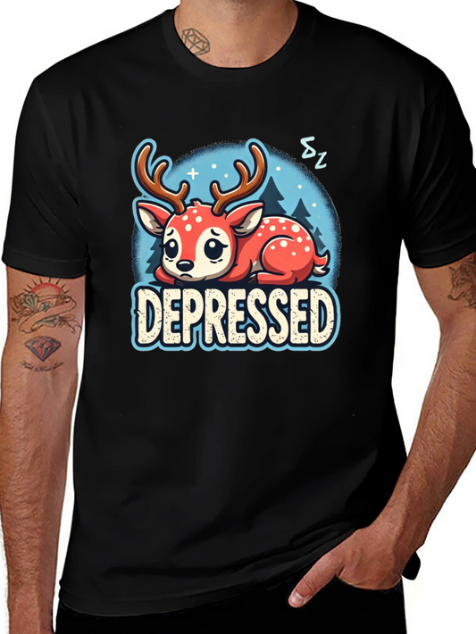 Depressed Deer Graphic Tee - Cute Animal Shirt