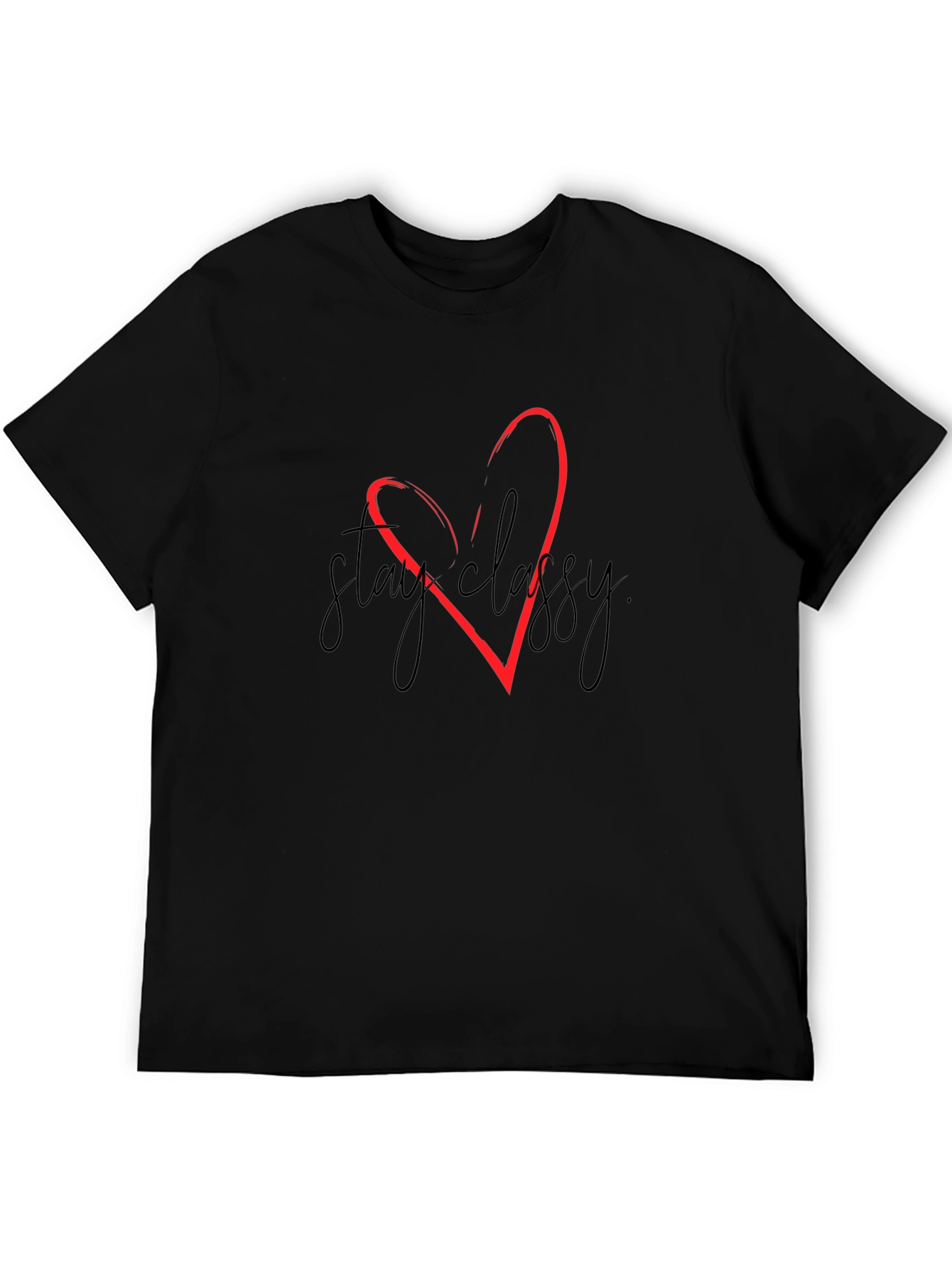 Stay Classy Black T-Shirt with Red Heart