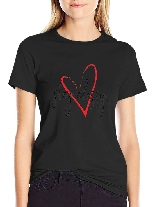 Stay Classy Black T-Shirt with Red Heart