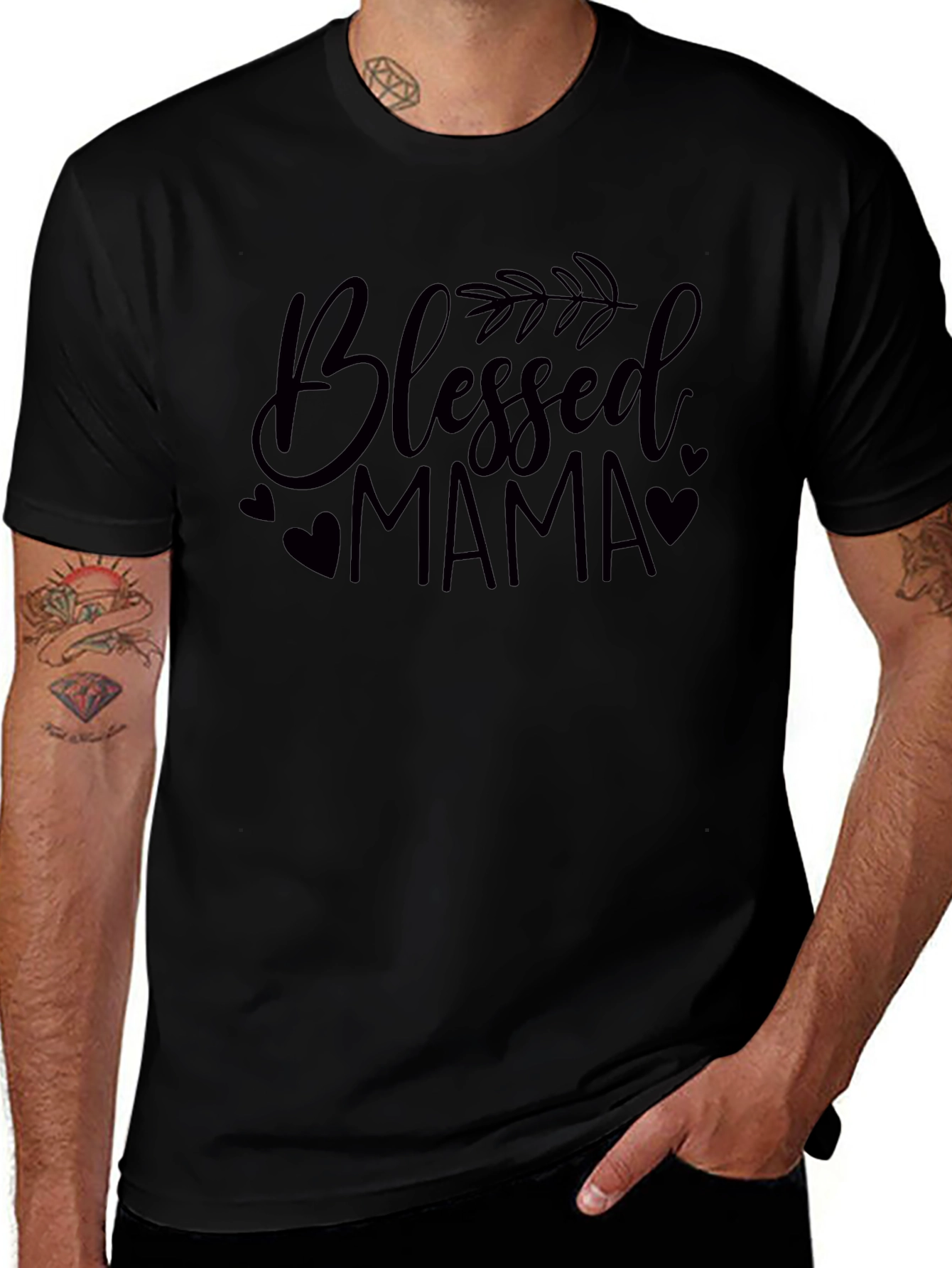 Blessed Mama Graphic Tee - Black Casual Shirt