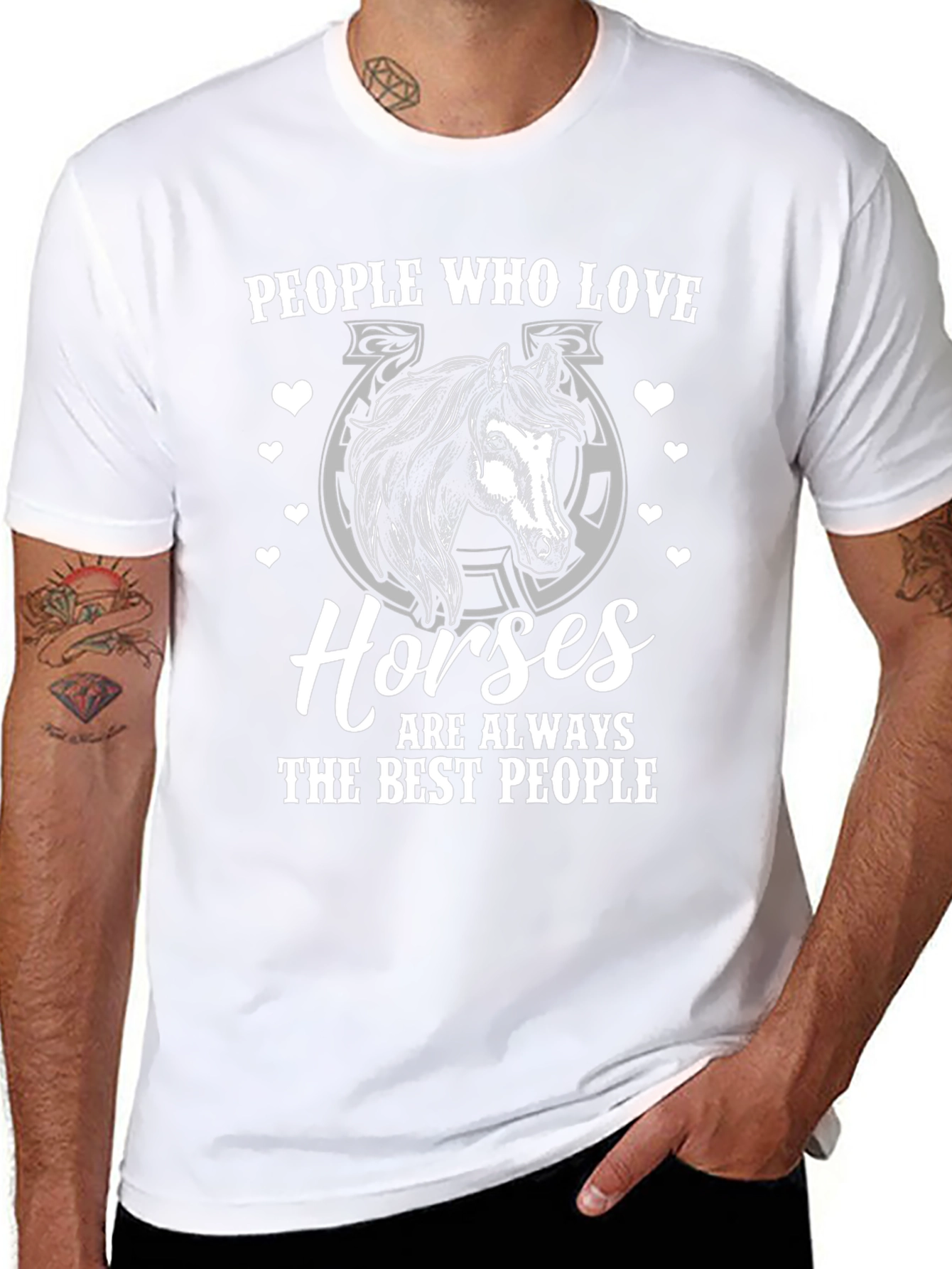People Who Love Horses Black Graphic Tee