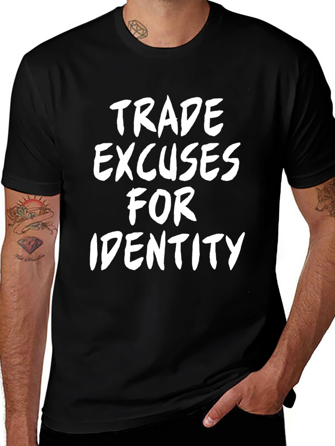 Trade Excuses For Identity Black T-Shirt