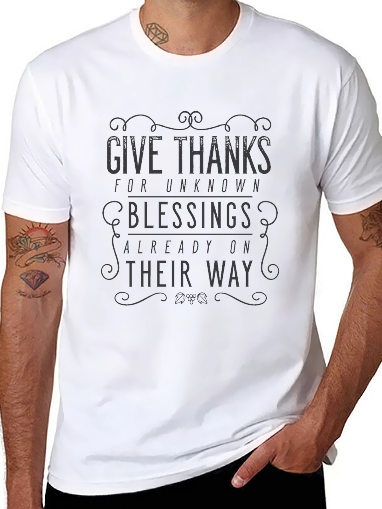 Give Thanks Graphic T-Shirt - Unisex Black Tee