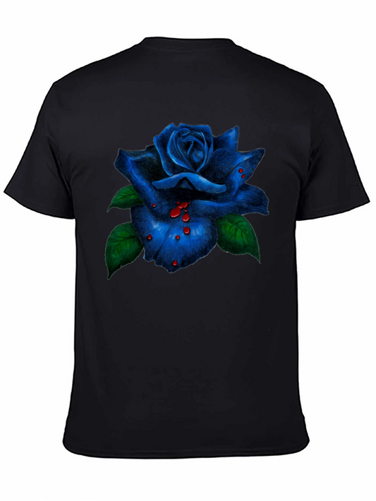 Blue Rose Graphic Tee - Mens Black T-Shirt