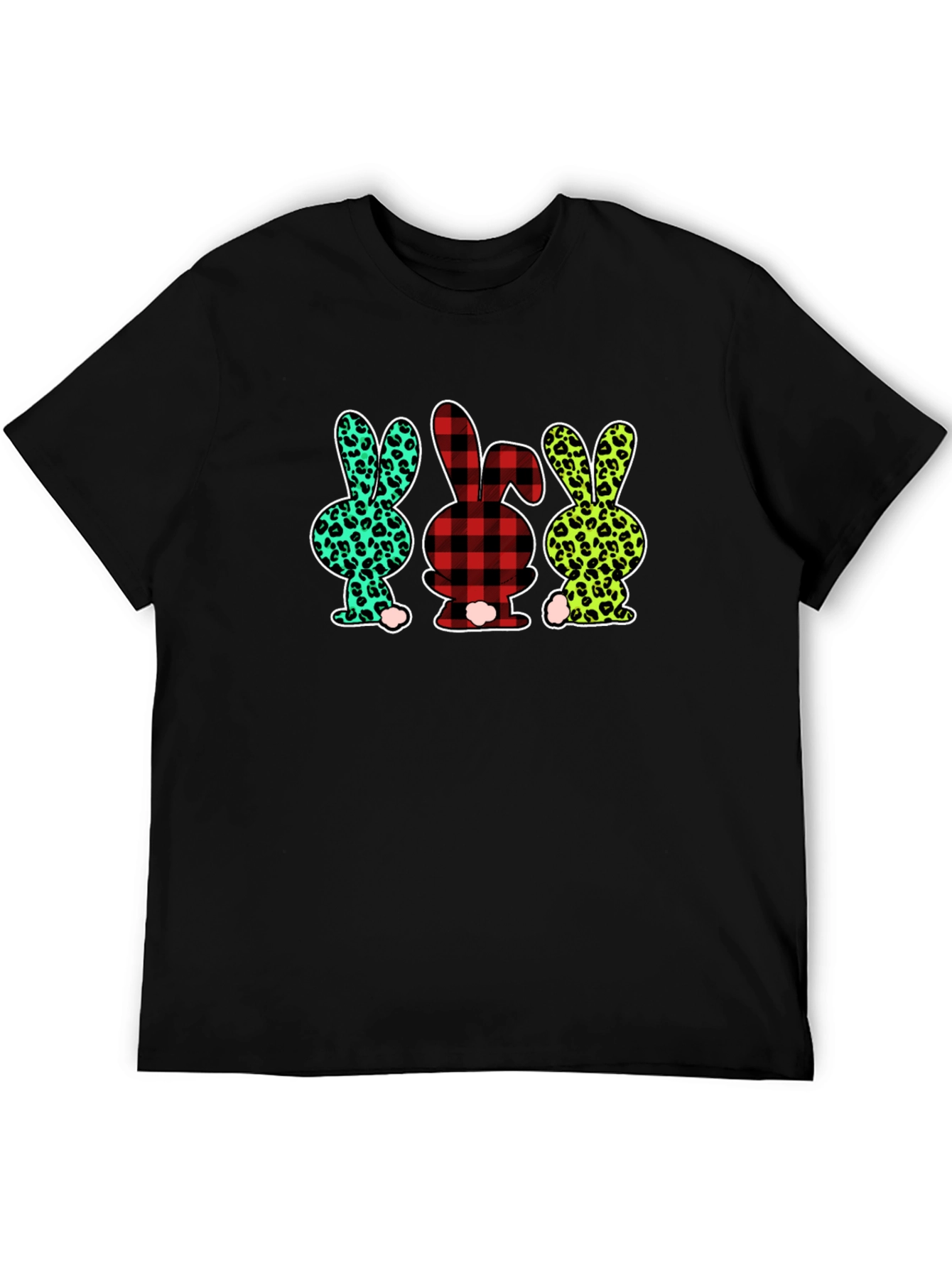 Easter Bunny Print Black T-Shirt
