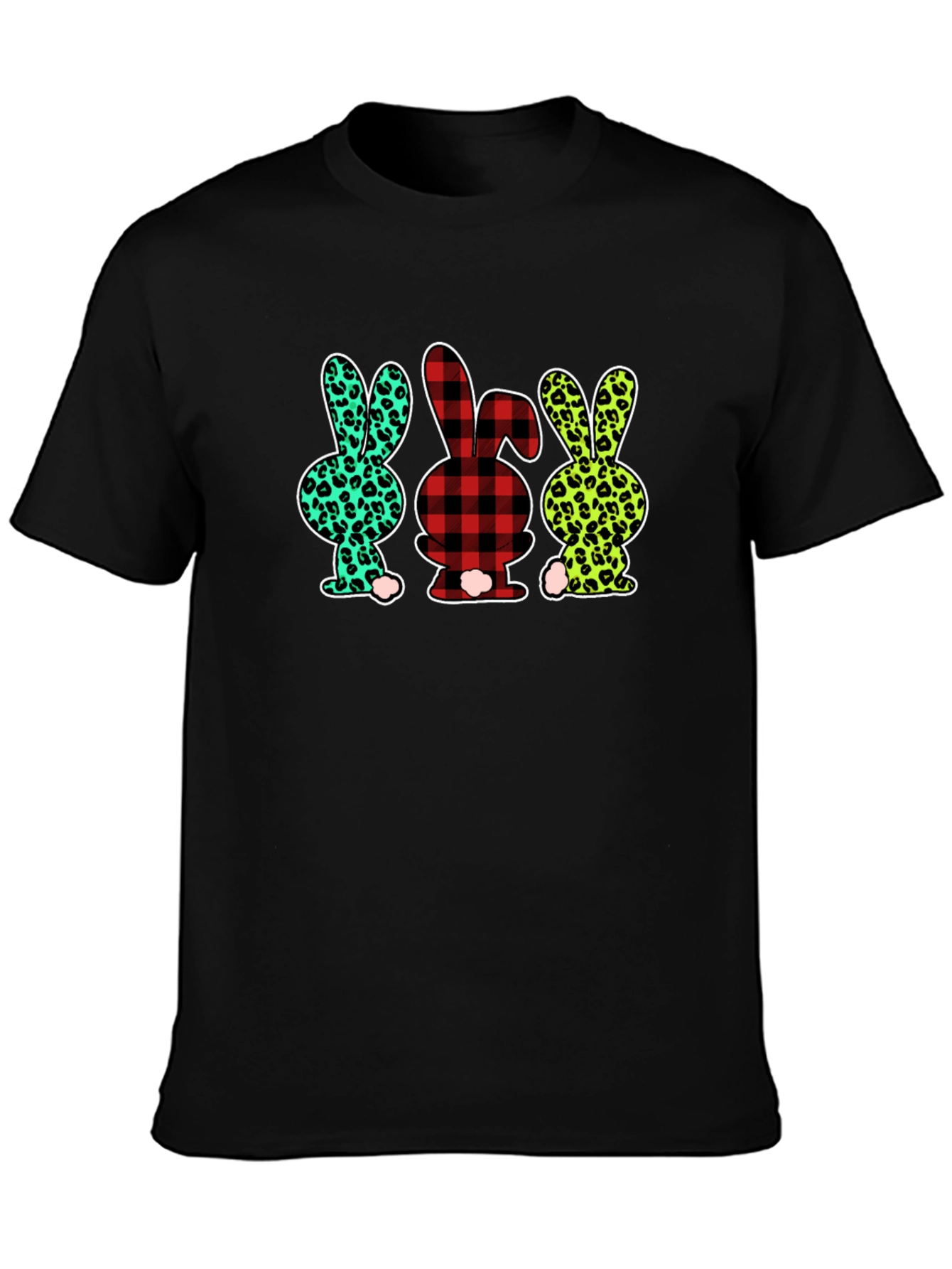 Easter Bunny Print Black T-Shirt