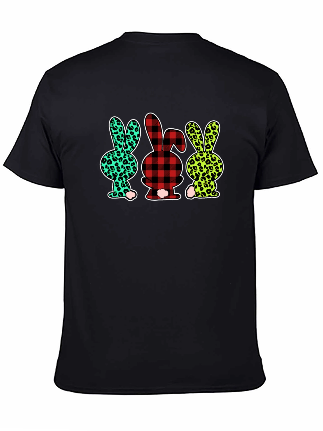 Easter Bunny Print Black T-Shirt