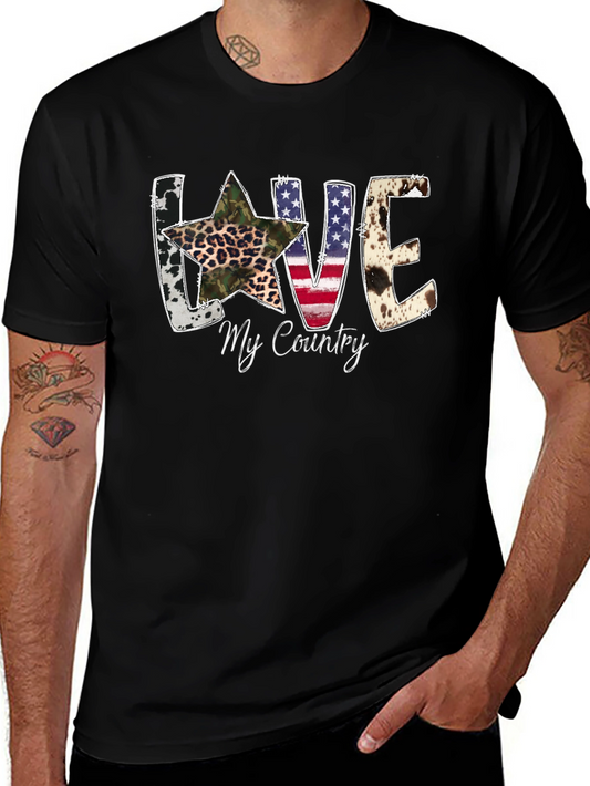 Love My Country Patriotic Graphic T-Shirt