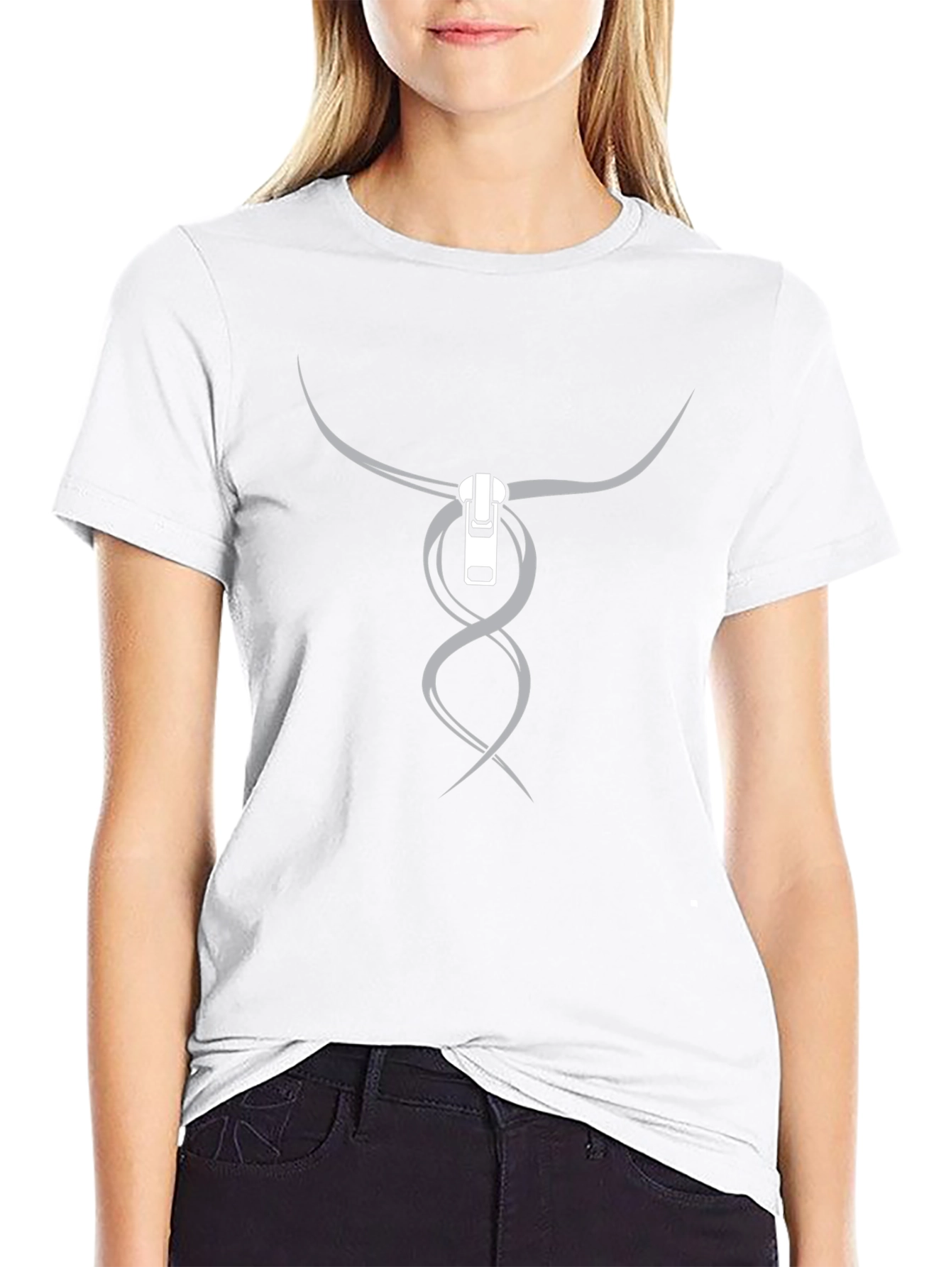 Abstract Zipper Graphic Tee - Modern Style