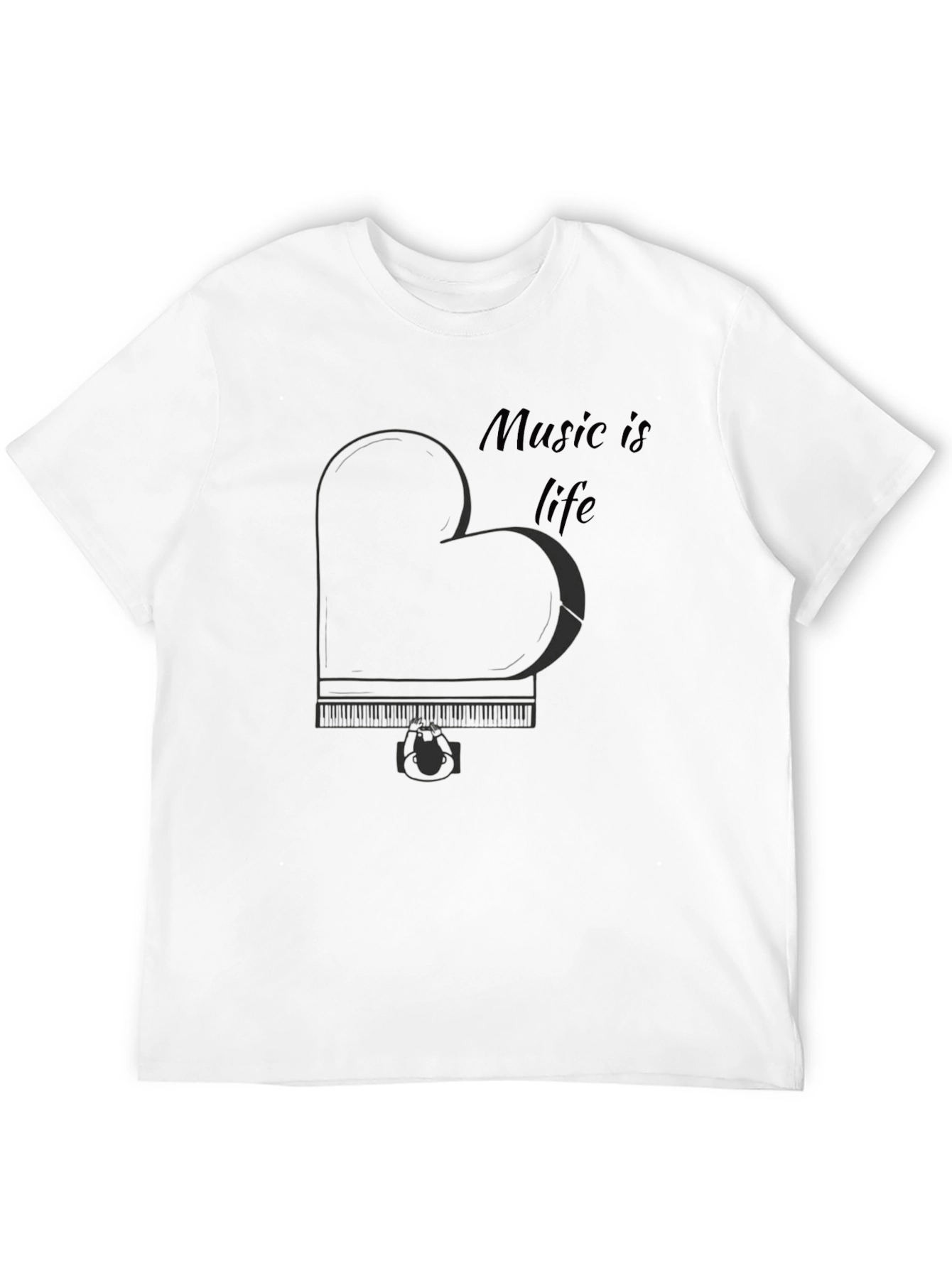 Music is Life Piano Heart T-Shirt