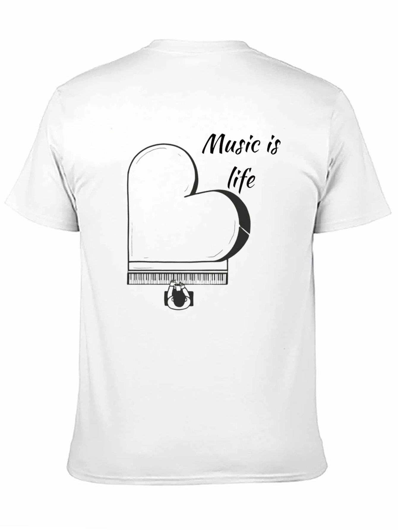 Music is Life Piano Heart T-Shirt