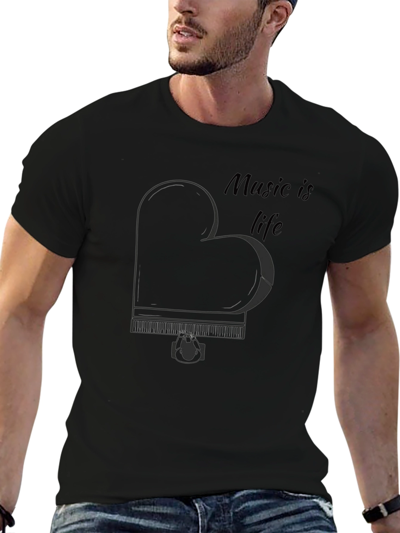 Music is Life Piano Heart T-Shirt