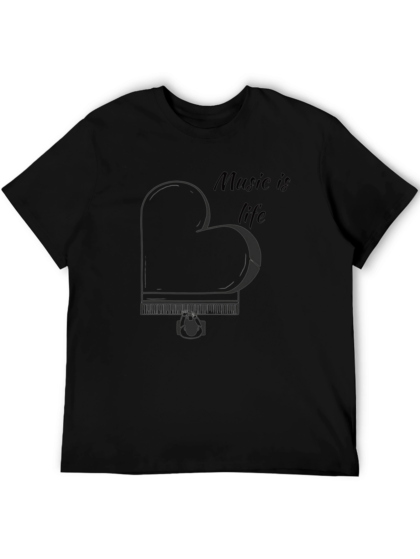 Music is Life Piano Heart T-Shirt